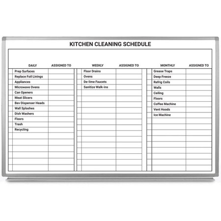 Creative Safety Supply Kitchen Cleaning Schedule Whiteboard, 36in x 24in WB10127-36