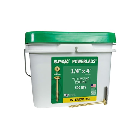 Spax 1/4 in x 4 in Interior Structural Wood Lag Screws Powerlags Washer Head T-Star Bulk Pail, 500PK 3581020701000