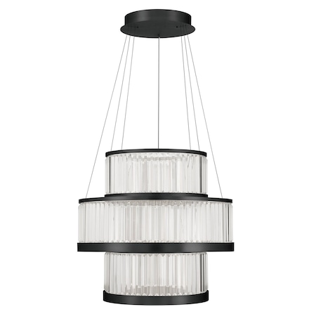 Euf Empra, Chandelier, 3-Light, 35", Matte Black, Clear Crystal 49351-026