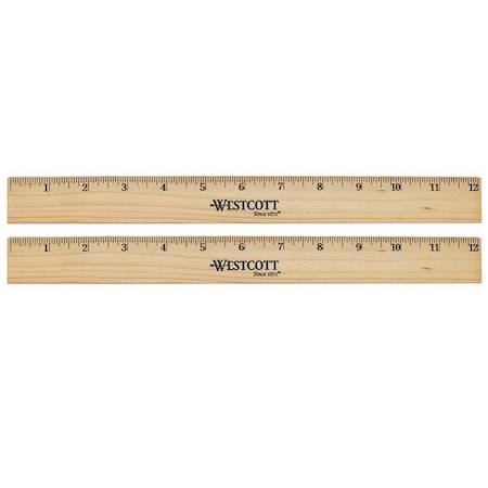 Westcott Beveled Wood Ruler, Standard, 12 in Long, Natural Hardwood, 24PK 17720