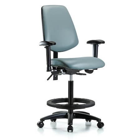 Blue Ridge Ergonomics Vinyl Chair, Vinyl, Adjustable Arms BR-VHBCH-MB-RG-T1-A1-BF-RC-8822