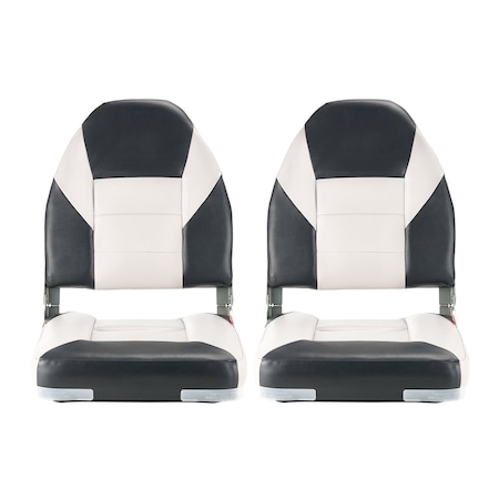 Vevor Boat Seat High Backrest Folding Boat Seat Sponge Cushion Black and Grey AD75186
