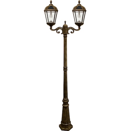 Gama Sonic Royal Bulb Solar Lamp Post, GS Solar Light Bulb, Double Lamps, Weathered Bronze 98B302