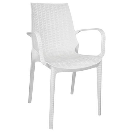 Leisuremod Kent Outdoor Dining Arm Chair, White KCA21W