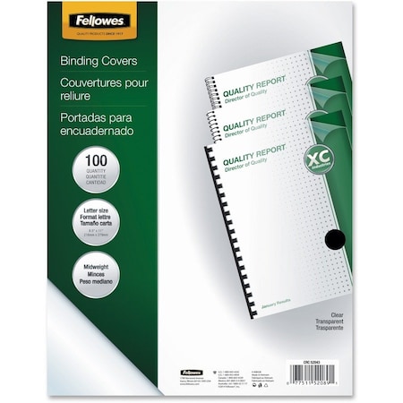 Fellowes Binding Cover, 8-1/2x11", 7.5mil, PVC, PK100 52089