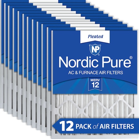 Nordic Pure 20x20x2 Pleated Air Filter, High Capacity, Electrostatically Charged Synthetic Media, MERV 12 20x20x2M12-12