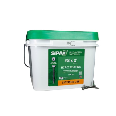 Spax #8 x 2 in Exterior Wood Deck Screws Construction Wafer Head T-Star Plus Bulk Pail, 1500PK 3281670400500
