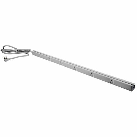 Hubbell Wiring Device-Kellems Metal PlugTrak, 40", 15A 6 Receptacle, 6' Cord and Plug, Gray HBL20C215GY