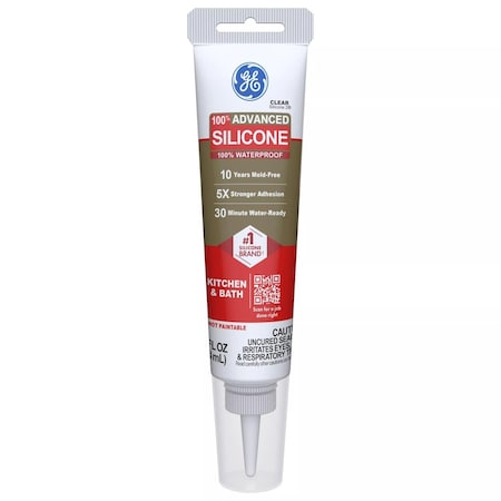 Ge Advanced Clear Silicone 2 Kitchen and Bath Caulk Sealant 2.8 oz 2812563