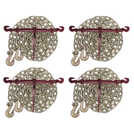 Mytee Products 5/16 20ft G70 Chain 4 and Ratchet Binder Boomer 4 Transport Chains, 4PK 516CHRBx4