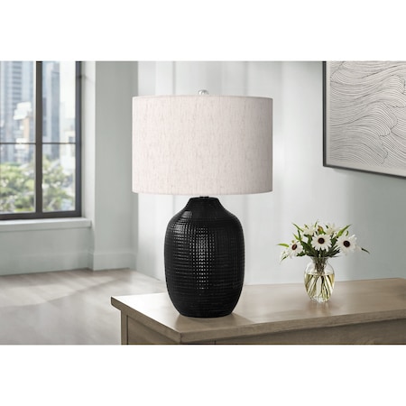 Monarch Specialties Lighting, 26 in.H, Table Lamp, Black Ceramic, Ivory / Cream Shade, Contemporary I 9705