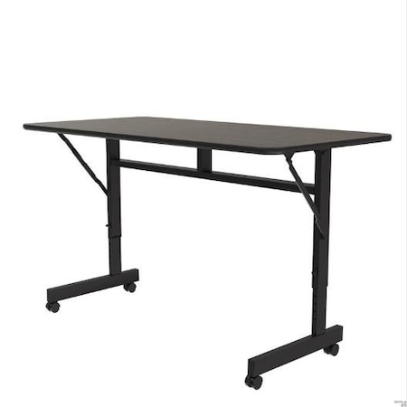 Correll Rectangle Econoline TFL Flip Top Table, 48 in W, 23 in to 31 in H, Particleboard Top, Walnut FTM2448TF-01