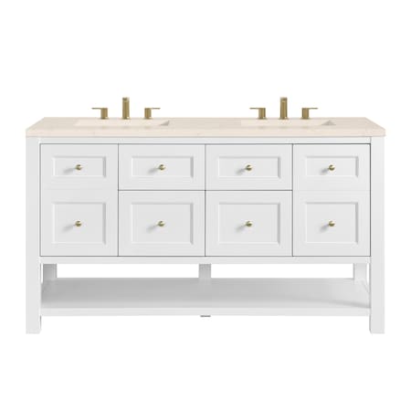 James Martin Vanities Breckenridge 60 in. Double Vanity, Bright White, w/ 3 CM Eternal Marfil Quartz Top 330-V60D-BW-3EMR