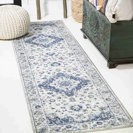 Jonathan Y Indhira Ornate Medallion Persian Blue/Gray 2 ft. x 8 ft. Runner Rug MDP212A-28