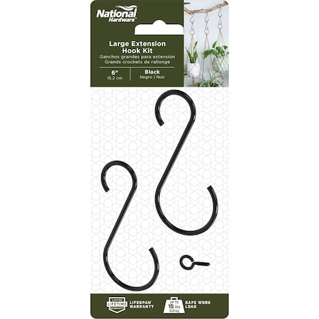 National Hardware 6'' Black Steel Extension Hook Kit N275-180