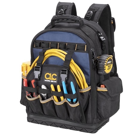 Clc 13 in. W X 18 in. H Ballistic Polyester Backpack Tool Bag 38 pocket Black/Blue PB1133