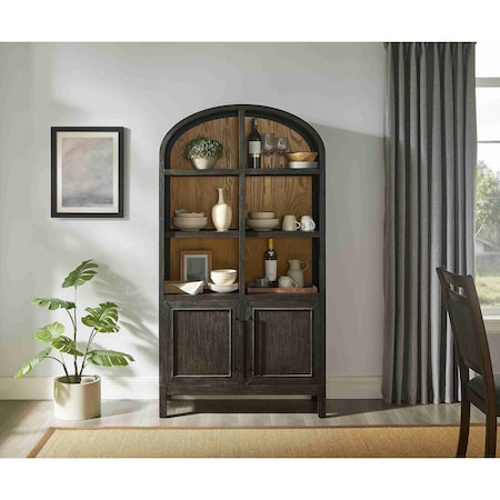 Martin Furniture Modern Wood Arched Display Cabinet/Bookcase, Office Shelving, Storage Cabinet, Fully Assembled, Black IMOL4076DB