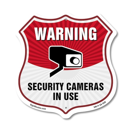 Signmission Video Surveillance Shield Sign Warning S, 18 Inch X 18 Inch, Plastic Sign SHI-P-18-468