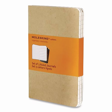 Moleskine Cahier Journal, 1-Subject, Narrow Rule, Brown Kraft Cover, 32 5.5 x 3.5 Sheets, 3PK 704925