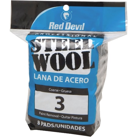 Red Devil No.3 Steel Wool, 8PK 326
