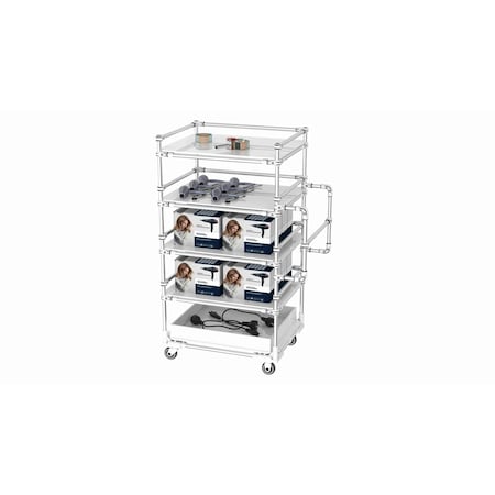 Trilogiq 5-Level Shelf Cart 3 Flanges Per Level With Compartment Level And Vertical Handlebars. 49A-12