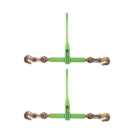 Mytee Products 5/16 in-3/8 in Hi-Viz Green Ratchet Chain Binder, 5/16 in Grab & 1/2 in Slip Hook, 2PK CBRS516-SGx2