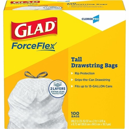 Glad 13 gal Trash Bags, 9 mil (229 Micron), White CLO78526