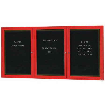 Aarco Illuminated Outdoor Enclosed Directory w/ Al Frame, Powder Coated Red, 36''Hx72''W OADC3672-3IR