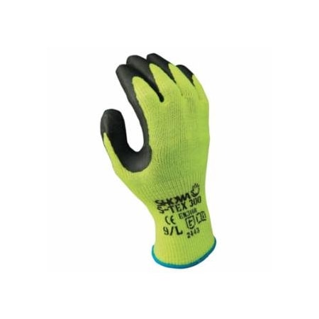 Showa S-Tex 300 Rubber Palm-Coated Gloves, Small, Black/Hi-Viz Yellow 845-S-TEX300S-07