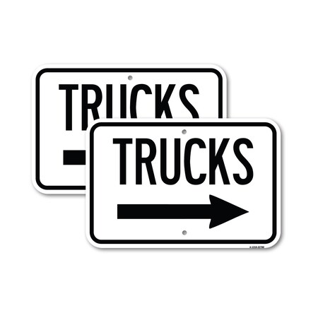 Signmission Trucks Sign Trucks With Right Arrow, 12'' X 18'' 2 Signs, Heavy Gauge Aluminum, 2PK A-1218-2PACK-22780