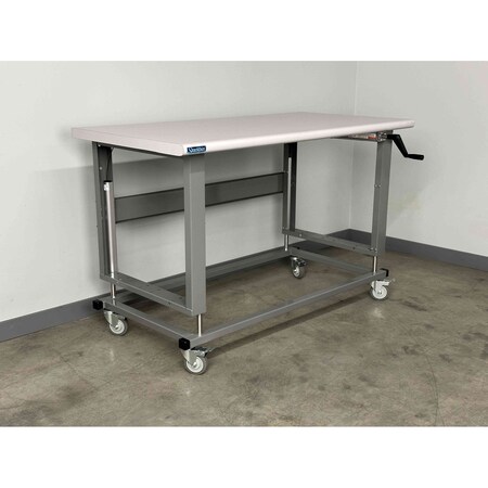 Stackbin Hand Crank Workbenches, 72"W, Adj.H, 1000lb C7236-4000-BG