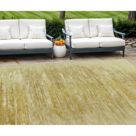 Homeroots 8' X 10' Gold And Wheat Abstract Washable Indoor Outdoor Area Rug 587641