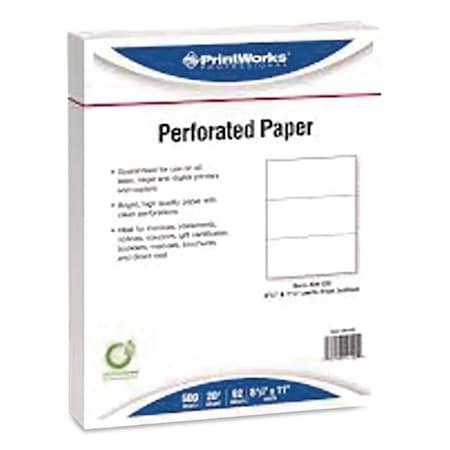Printworks Professional Punched Paper, 92 Bright, Side: 44-Hole (4:1 Spiral), 20 lb Bond Weight, 8.5 x 11, White, 2500PK 04145P