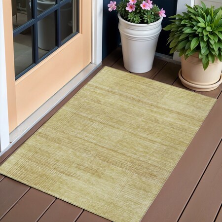 Homeroots 3' X 5' Gold Wheat And Beige Striped Washable Indoor Outdoor Area Rug 588082
