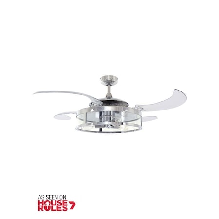 Fanaway Classic Chrome and Clear Retractable 4-blade 48-inch 3-light AC Ceiling Fan FA38349
