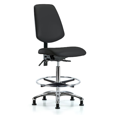 Blue Ridge Ergonomics High Bench Chair No Arms, 26" to 35-1/2" Height, Vinyl, Black BR-VHBCH-MB-CR-T0-A0-CF-RG-8540
