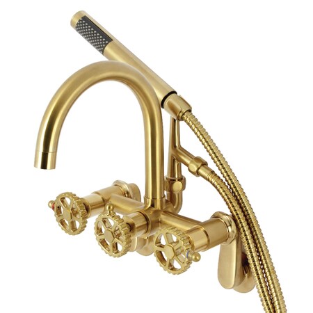 Kingston Brass 7-Inch Adjustable Wall Mount Clawfoot Tub Faucet, Brushed Brass AE8157CG