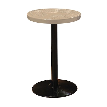 Leisure Craft 24" Round Perforated Pedestal Table, Portable, 40"H, Beige 24TAB40-BEIGE