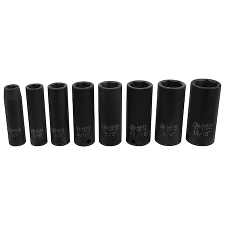 Performance Tool 8 pc. 3/8 in. Dr. SAE DW Impact Socket Set, SAE, Impact Sockets, CrV M594DB