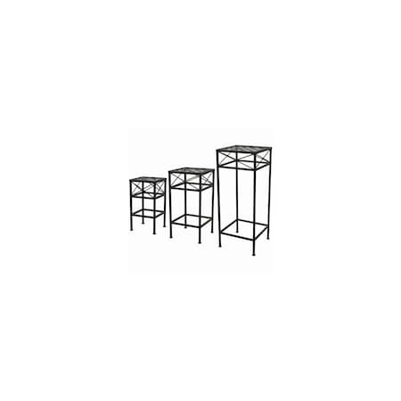Panacea 3-Pc. Nested Cross Hatch Square Plant Stands, 15, 21 & 30-In. High 82216