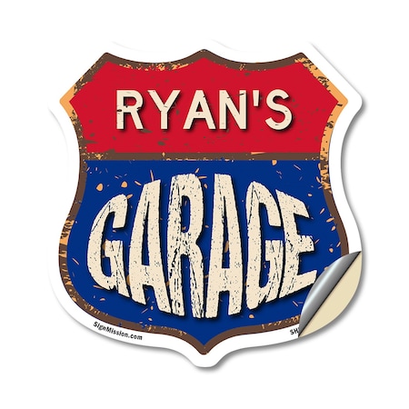 Signmission Ryan's Garage, 12 Inch X 12 Inch, Vinyl Decal SHI-D-12-383-RYAN