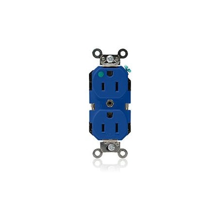 Leviton Straight Blade Receptacle, 5-15R, 15 A, 125V AC, Flush Mount, Self-Grounded 8200-BU