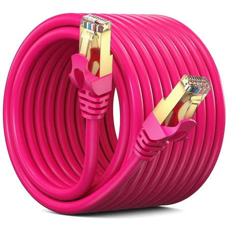 Maximm 20ft Flat Cat7 SFTP Shielded Ethernet Cable, Pink CAT720FTPink