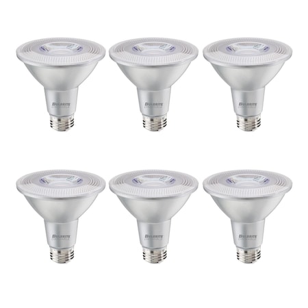 Bulbrite 75-Watt Equivalent Dimmable Flood PAR30LN Medium E26 LED Light Bulb, 3000K, 6PK 861784