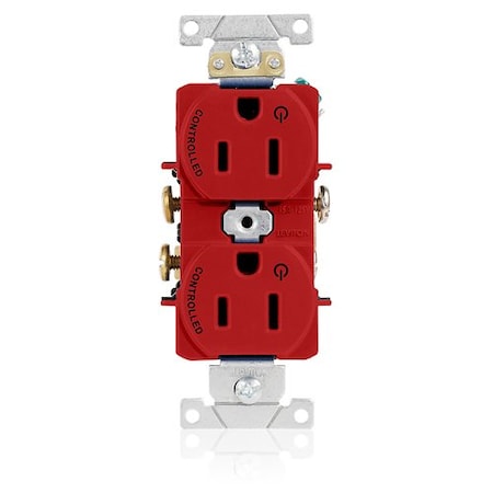 Leviton Dup Rec 15A 125V 2MCtrl Self-Gr Red 5262-S2R