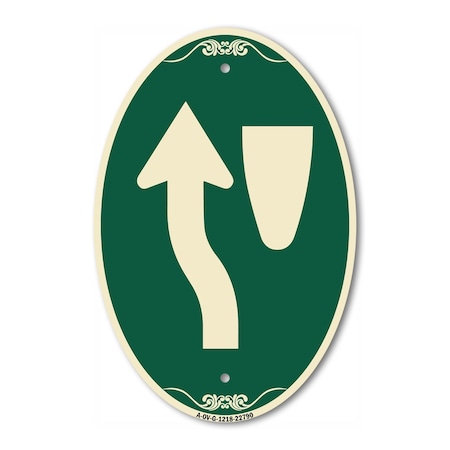 Signmission Traffic Sign Keep Left Symbol, 12 Inch X 18 Inch Architectural Oval, Heavy Gauge Aluminum A-OV-G-1218-22790