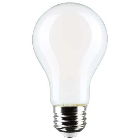 Satco 8W LED A19, 3000K-2000K Warm Dimming, Medium Base, Frost S12151