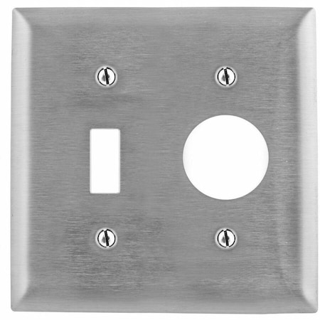 Hubbell Wiring Device-Kellems Opening Wall Plates, Number of Gangs: 2 Stainless Steel, Brushed Finish SS17