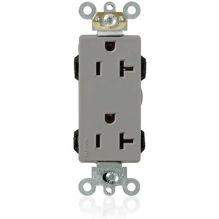 Leviton Straight Blade Receptacle, 5-20R, 20 A, 125V AC, Flush Mount, Self-Grounded M1636-GY