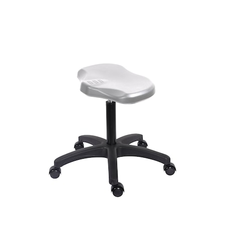Blue Ridge Ergonomics Polyurethane Ray Stool - Medium Bench Height with Casters in Gray Polyurethane PRPMBSL-RG-NF-RC-GRY